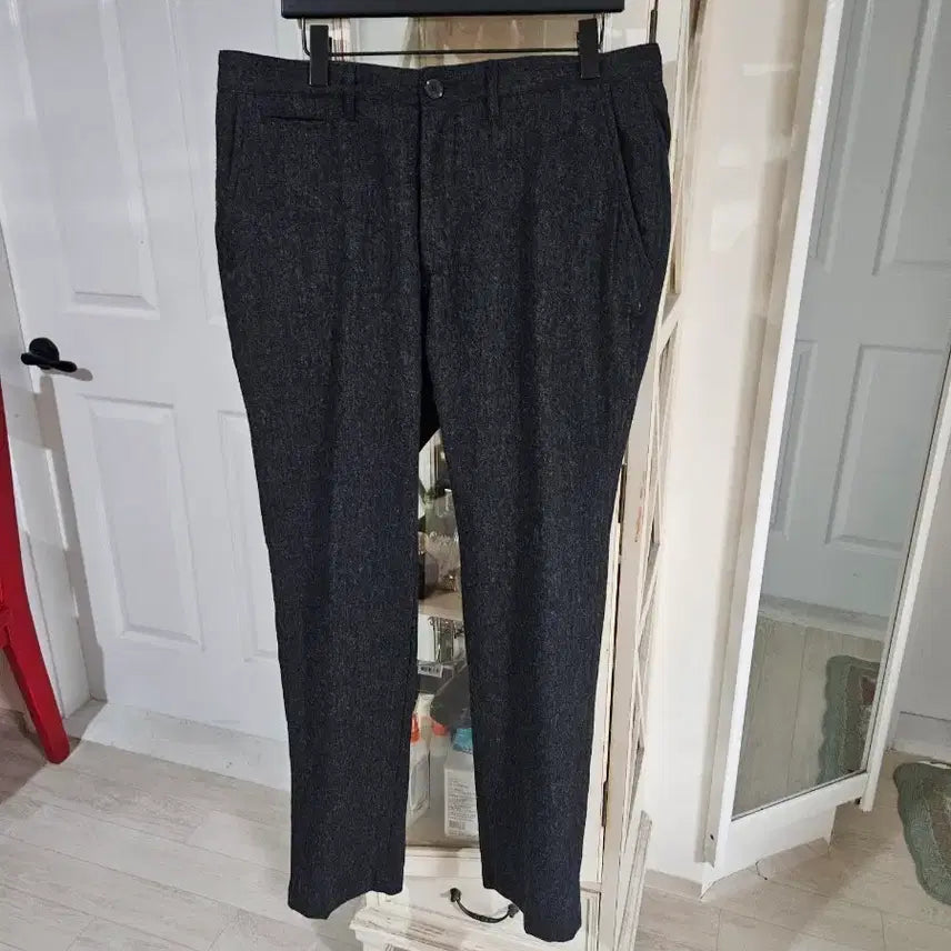 [BUNJANG] Men's Charcoal Herringbone Pattern Suit Pants - Size 33 / 남성 정장 바지 챠콜 색상 33