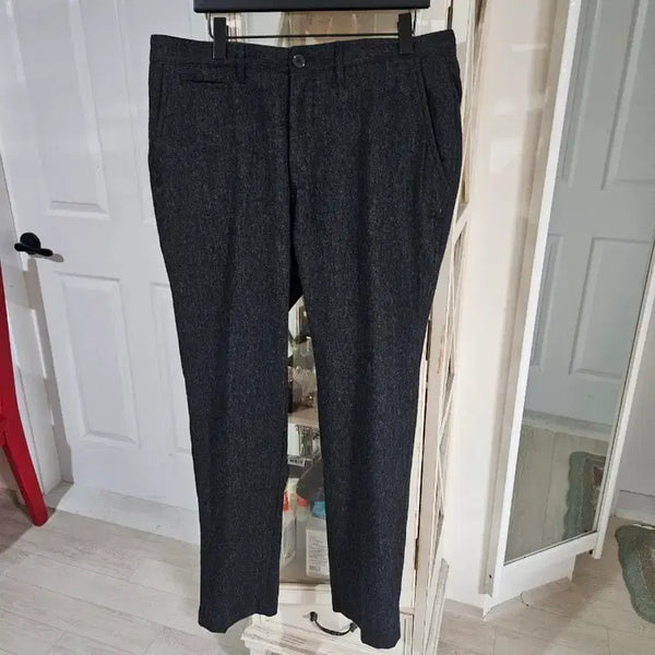[BUNJANG] Men's Charcoal Herringbone Pattern Suit Pants - Size 33 / 남성 정장 바지 챠콜 색상 33