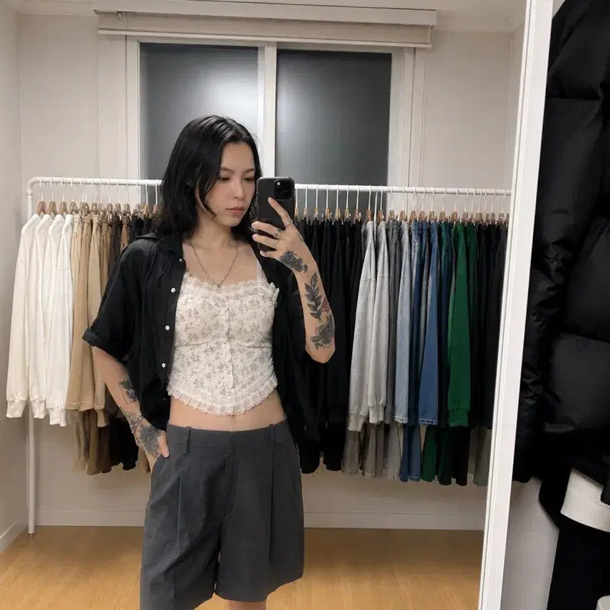[BUNJANG] Maison Marais Wool Blend One-Tuck Shorts Charcoal / 새상품) 메종마레 (MAISON MARAIS)울 블렌드 원턱 쇼츠 차콜 34