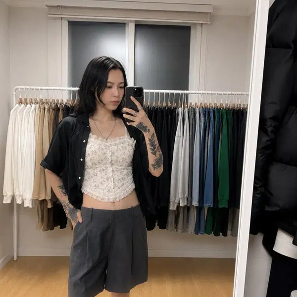 [BUNJANG] Maison Marais Wool Blend One-Tuck Shorts Charcoal / 새상품) 메종마레 (MAISON MARAIS)울 블렌드 원턱 쇼츠 차콜 34
