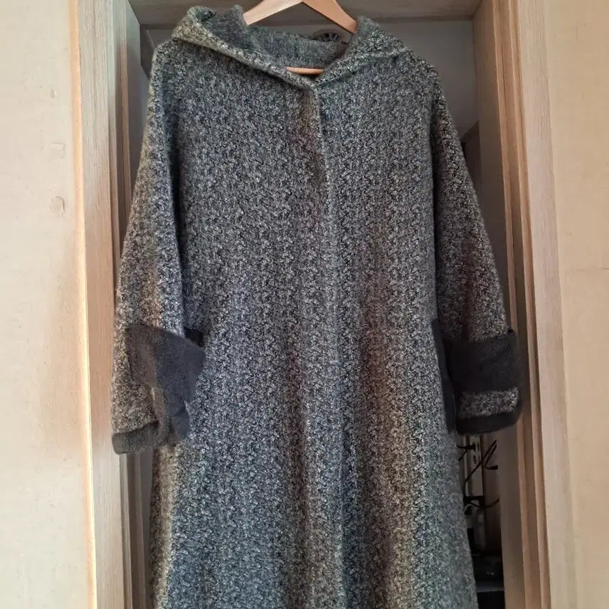 [BUNJANG] Hooded Long Coat Gray / 후드 롱코트 그레이