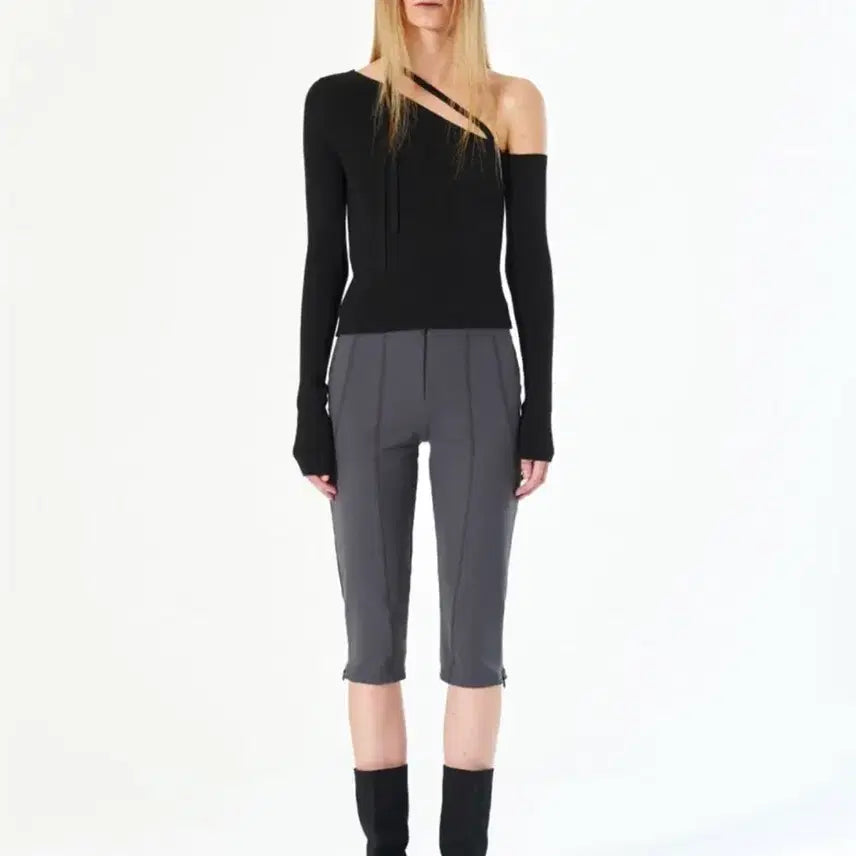 [BUNJANG] DIAGONAL Biker Capri Pants - Grey (Size S) / 다이애그널 바이커 카프리 팬츠 (새상품)