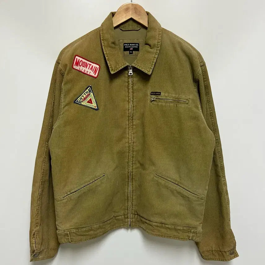 [BUNJANG] Polo Jeans Co. Ralph Lauren Corduroy Patch Zip-Up Work Jacket - Khaki Beige (Men's 100) / [남자-100]폴로진스 랄프로렌 코듀로이 패치 집업 워크자켓