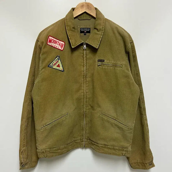 [BUNJANG] Polo Jeans Co. Ralph Lauren Corduroy Patch Zip-Up Work Jacket - Khaki Beige (Men's 100) / [남자-100]폴로진스 랄프로렌 코듀로이 패치 집업 워크자켓