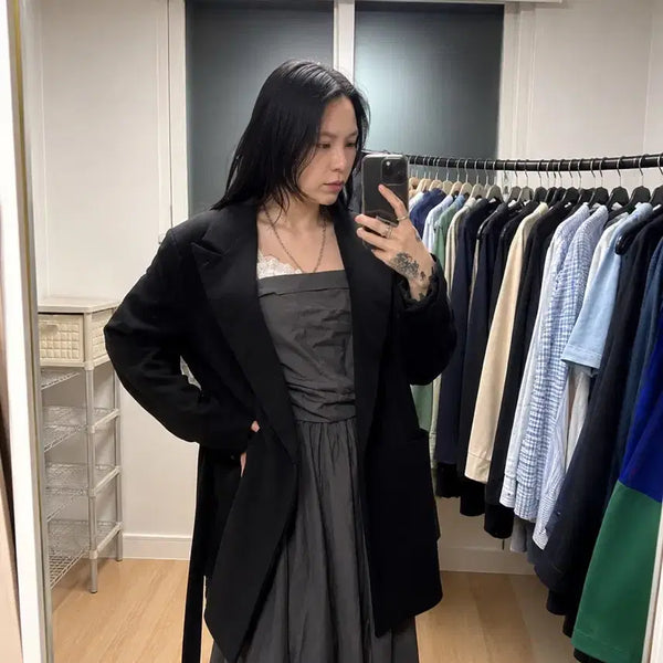 [BUNJANG] J.ELLIS Seoul Black Belted Oversized Jacket / 제이엘리스 (J.ELLIS)블랙 벨티드 오버핏 자켓