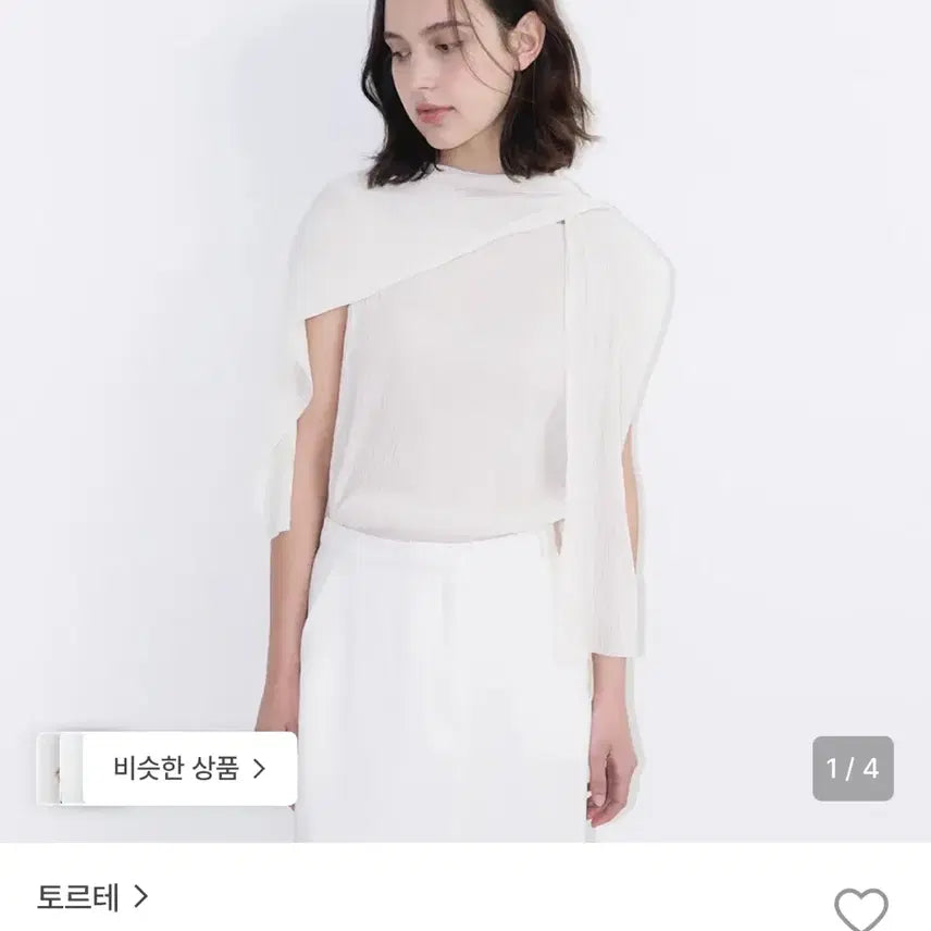 [BUNJANG] Torte Pleated Blouse & Scarf Set Cream / 토르테 플리츠 블라우스 Pleated Top & Scarf Set Cream