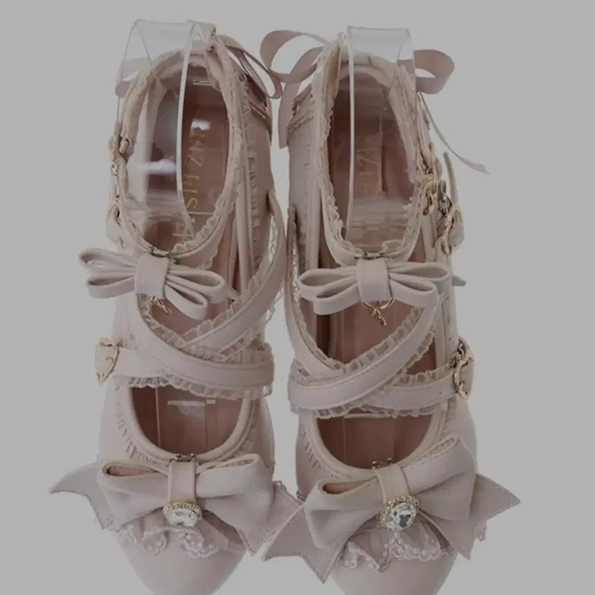 [BUNJANG] Liz Lisa Ruffle Ribbon Platform Shoes / 교판)양산형 지뢰계 양지뢰 리즈리사 러플리본 구두 범프스 통굽