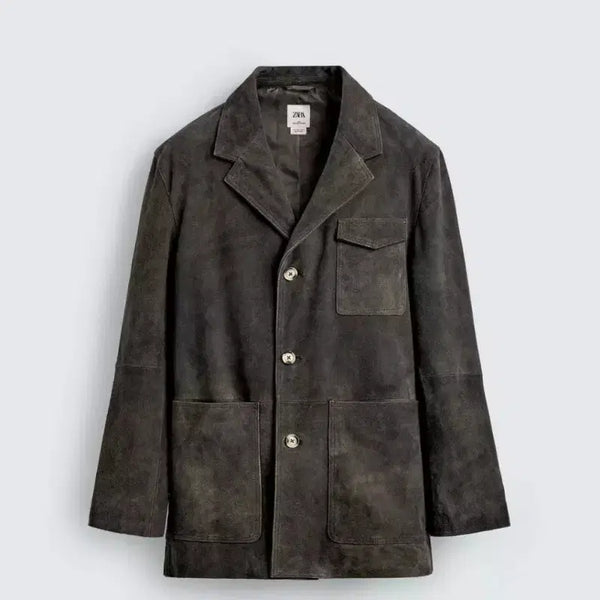 [BUNJANG] ZARA Goat Suede Blazer (L) / [L] 자라 고트레더 스웨이드 블레이저