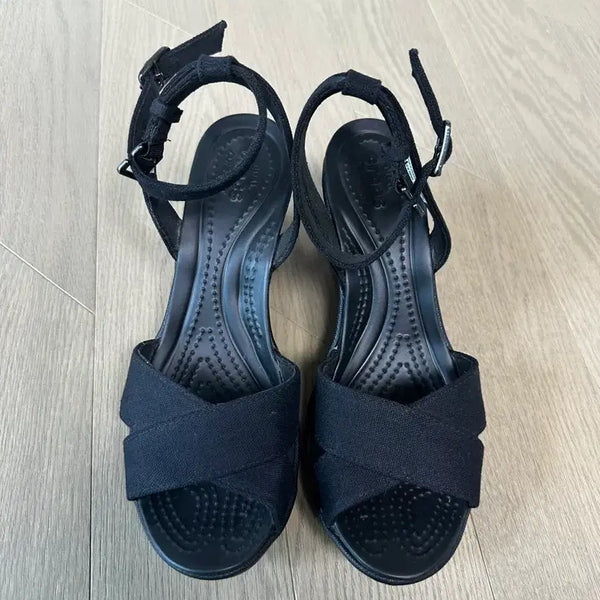 [BUNJANG] Crocs Ray Wedge X-Strap Sandals (Size W5) / 크록스 레이웨지 X모양 ( W5 사이즈) 거의새거