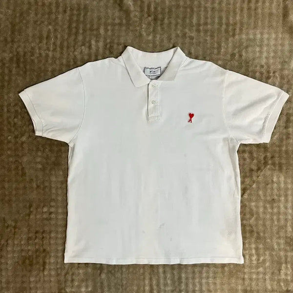 [BUNJANG] AMI Small Heart Short Sleeve Polo T-Shirt M/95 / 아미 스몰 하트 반팔 카라티 M/95