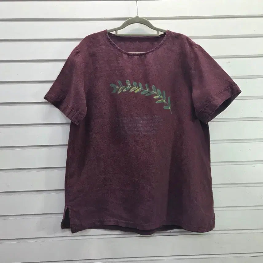 [BUNJANG] Wine Tone Print Blouse / 와인톤 프린트장식  면마혼방  블라우스/보물찾기천사