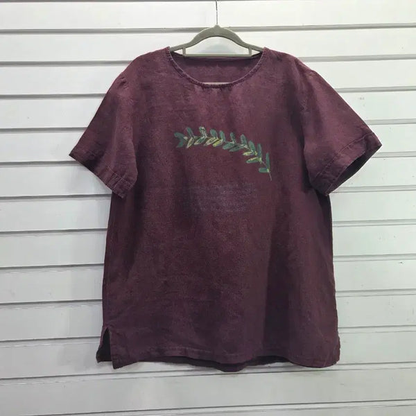[BUNJANG] Wine Tone Print Blouse / 와인톤 프린트장식  면마혼방  블라우스/보물찾기천사