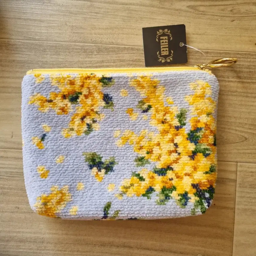 [BUNJANG] Feiler Mimosa Flower Pattern Cosmetic Pouch / 독일 직물브랜드 페일러 코스메틱 다용도 파우치 미모사꽃 패턴