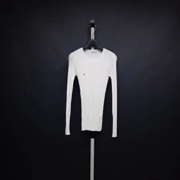 [BUNJANG] AVIE MUAH Spring Summer Fall Rayon Ribbed Blouse White Size 1 (Recommended 55) / 아비에 무아 AVIE MUAH 춘하추 골지 블라우스 55