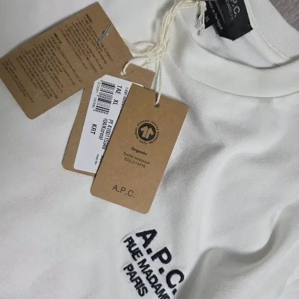 [BUNJANG] A.P.C. RUE MADAME Logo Embroidered T-Shirt White / 아페쎄 RUE MADAME 로고자수 반팔티 화이트