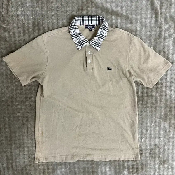 [BUNJANG] Burberry London Short Sleeve Polo Shirt Beige S/90 / 버버리 런던 반팔 카라티 베이지 S/90