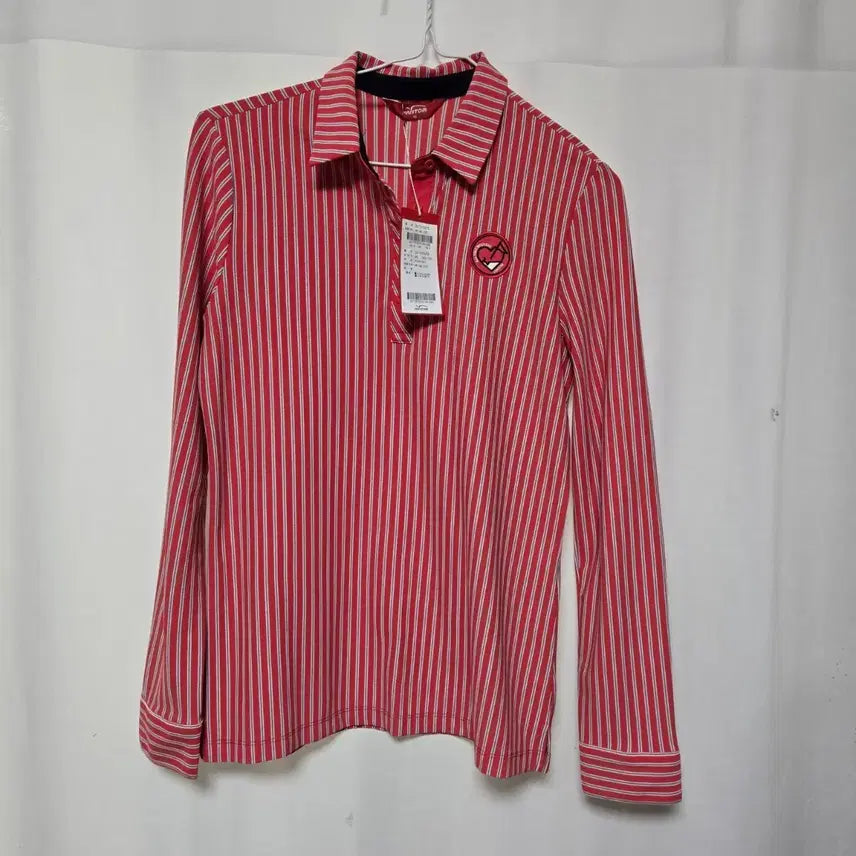 [BUNJANG] FANTOM Women's Striped Golf Long Sleeve Polo Shirt Size 95 / 미착용 새상품 팬텀 골프 여성 스트라이프 셔츠 95