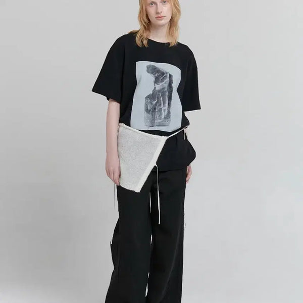 [BUNJANG] LOWTIDE Peach Brushed Printed T-Shirt Black (New) / 로우타이드 피치기모 프린팅티셔츠 (새상품)