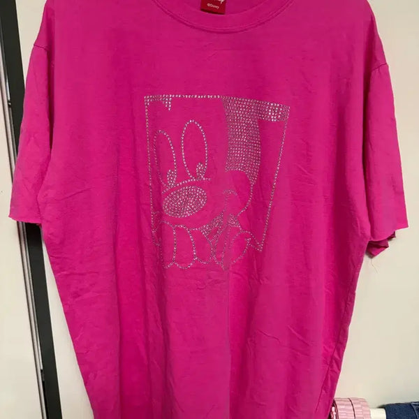 [BUNJANG] Disney Mickey Mouse Cubic Short Sleeve T-Shirt Pink / 디즈니 미키마우스 큐빅 반팔 티셔츠 핑크
