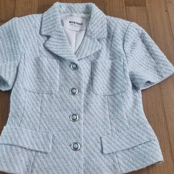 [BUNJANG] Myoico Tweed Short Sleeve Jacket / 마이아이코 트위드반팔자켓 34