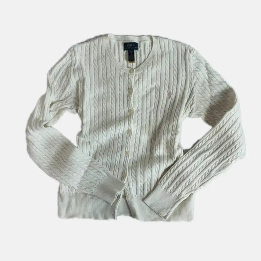 [BUNJANG] Polo Ralph Lauren Cable Knit Cardigan Ivory / 폴로 랄프로렌 케이블 니트 가디건 아이보리