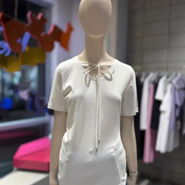 [BUNJANG] Lucky Chouette Ribbed Halterneck T-Shirt / 럭키슈에뜨 티셔츠