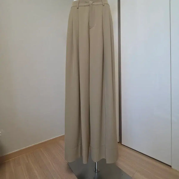 [BUNJANG] Caramel Beige Wide Fit Slacks / 베이지 와이드 슬랙스