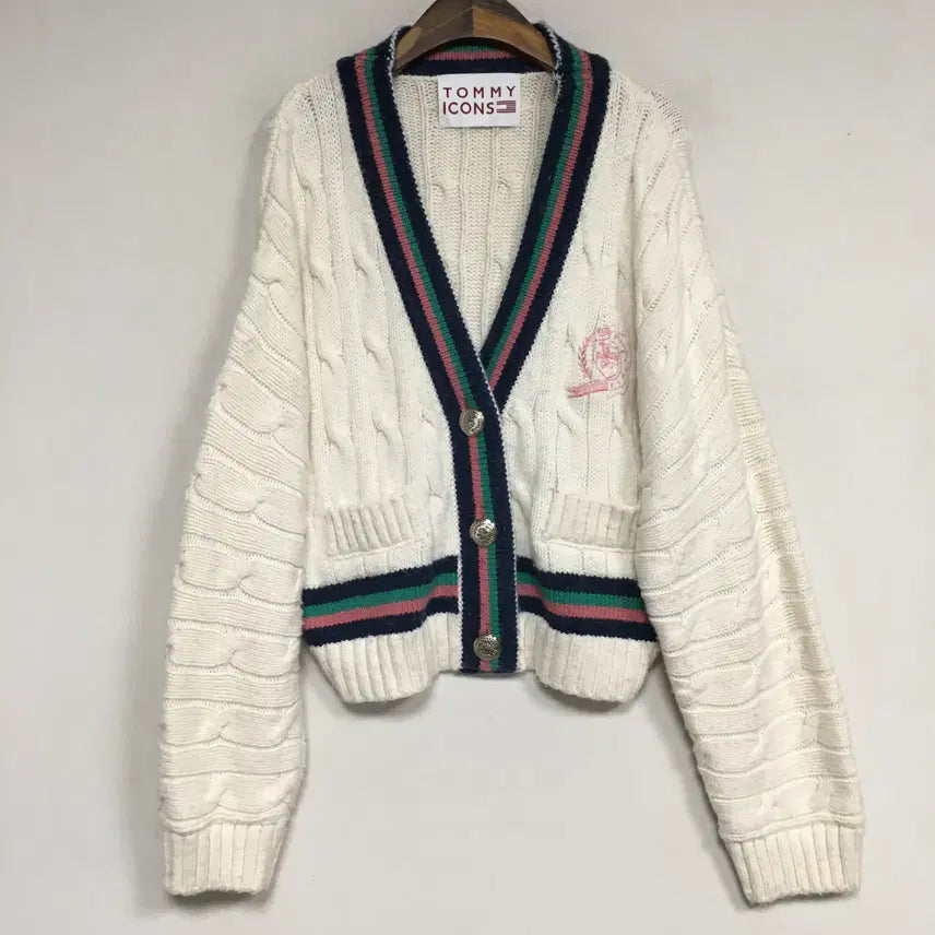 [BUNJANG] Tommy Hilfiger Cable Knit Embroidered Cardigan / 타미힐피거 신상 케이블 자수 가디건 F