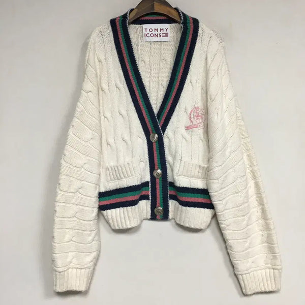 [BUNJANG] Tommy Hilfiger Cable Knit Embroidered Cardigan / 타미힐피거 신상 케이블 자수 가디건 F