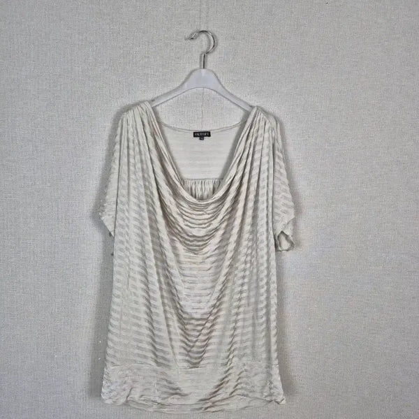 [BUNJANG] Indivi Beige Stripe Drape Top / (#99~추천)왕빅사이즈 베이지 스트라이프 드레이프 탑