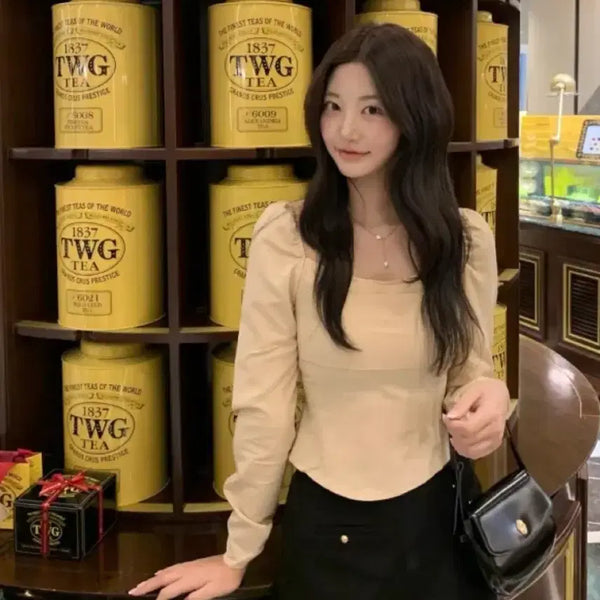 [BUNJANG] JENNIO Clean Square Blouse Beige S / 제니오 클린스퀘어 블라우스 s 베이지
