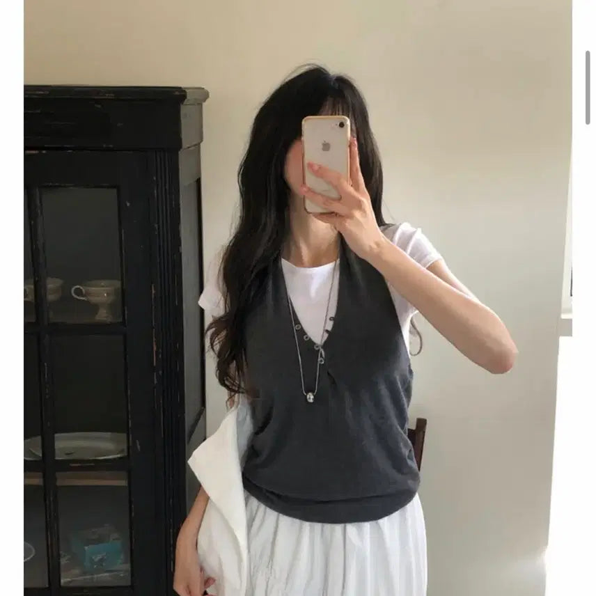 [BUNJANG] Halterneck Bustier - Grey Charcoal / [레이어드/휴가룩] 그레이 챠콜 르유 홀터넥 뷔스티에