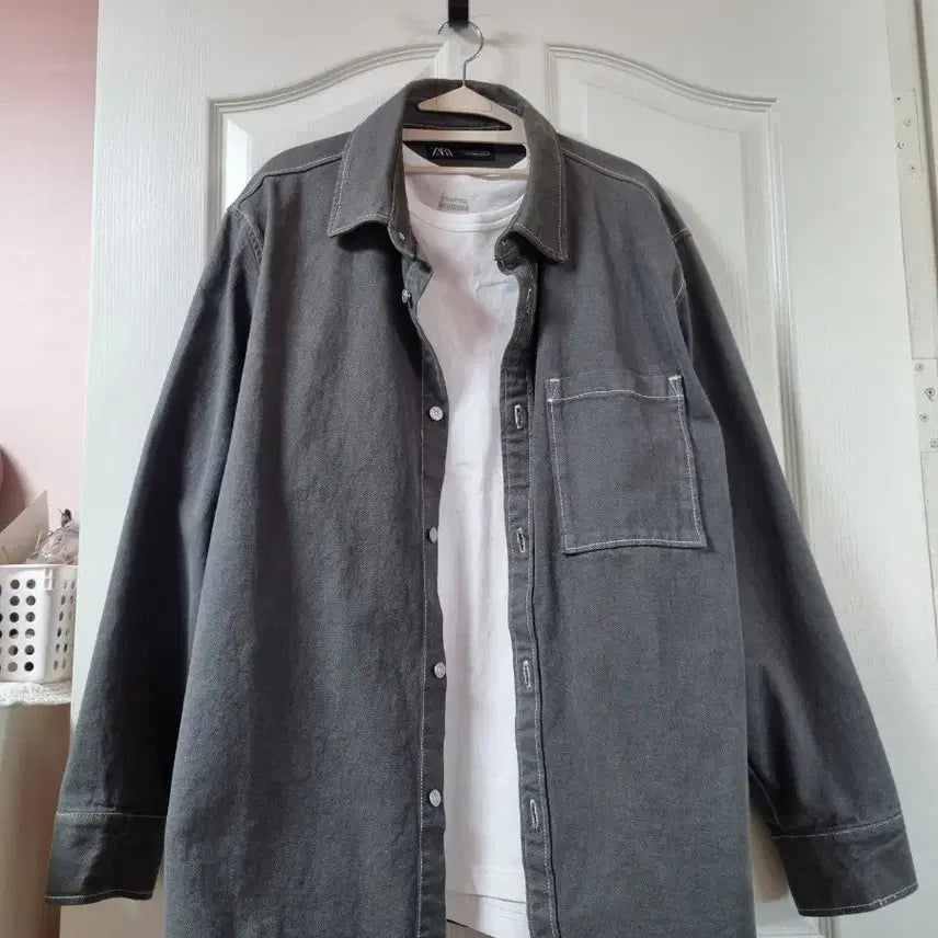 [BUNJANG] Zara Grey Denim Shirt Jacket XL / 자라 그레이 데님셔츠 자켓 XL