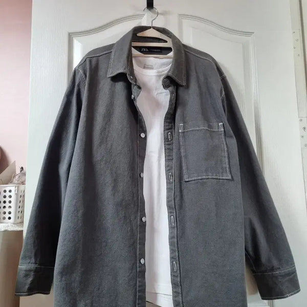 [BUNJANG] Zara Grey Denim Shirt Jacket XL / 자라 그레이 데님셔츠 자켓 XL