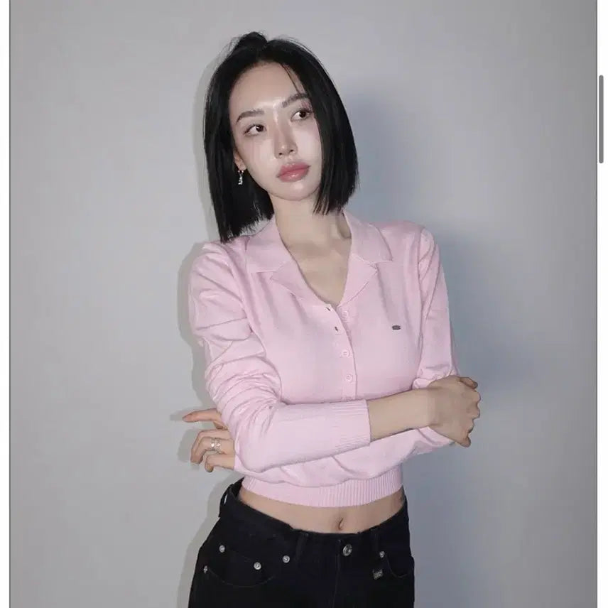 [BUNJANG] Failjade Collar Knit T-shirt Pink / 페일제이드 collar 니트 티셔츠 핑크