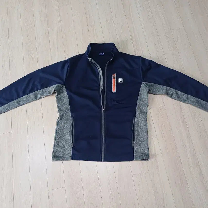 [BUNJANG] Fila Colorblock Zip-Up Jacket Navy/Gray / 휠라 집업 자켓 네이비 그레이