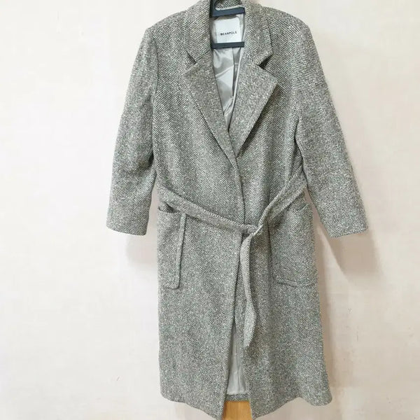[BUNJANG] Beanpole Tweed Long Coat / 빈폴 트위드 롱 코트 95 팔기장수선(작은여성분 권함)