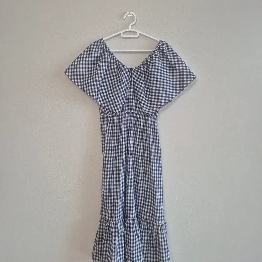 [BUNJANG] Checkered Ruffle Long Dress / 체크무늬 프릴 원피스