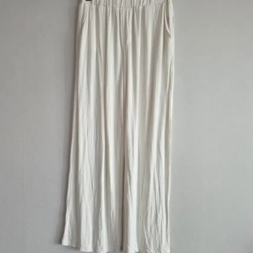 [BUNJANG] White Wide Leg Long Pants / 화이트 와이드 팬츠 롱바지