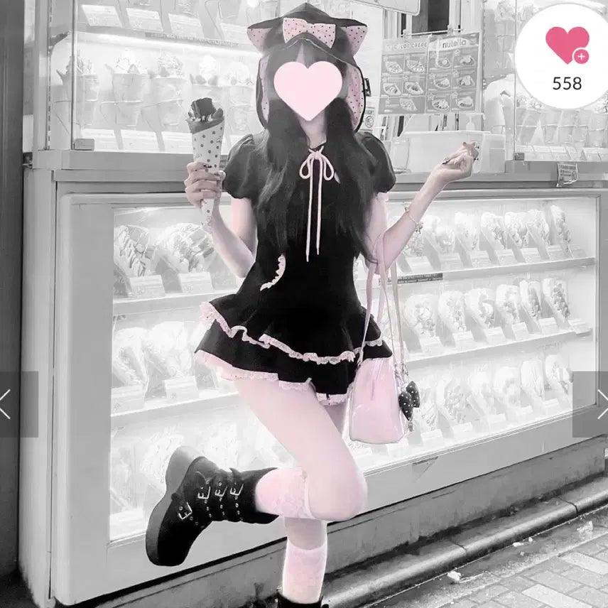 [BUNJANG] Olive des Olive Miko Cat Hoodie / 올리브 데 올리브 미코 캣 후드 양산형 지뢰계