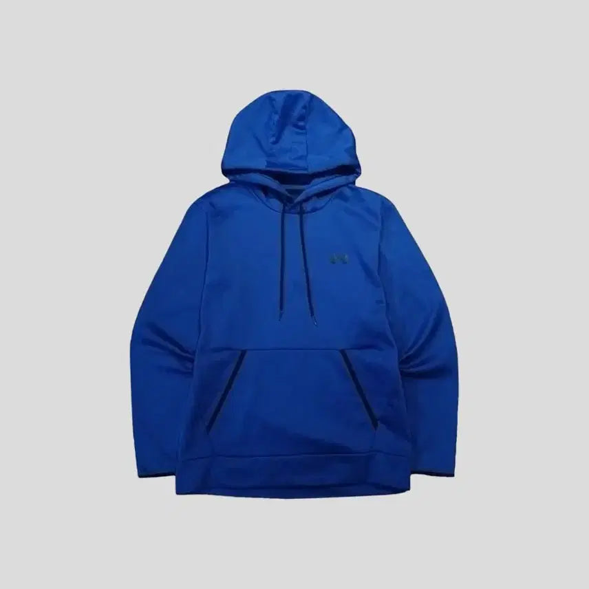 [BUNJANG] Under Armour ColdGear Logo Print Fleece Hoodie (Size L) / 언더아머 블루 블랙 로고프린팅 콜드기어 루즈핏 기모 후드 티셔츠 L