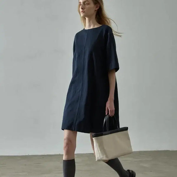 [BUNJANG] Facadepattern Linen Half Sleeve Dress M / 파사드패턴 린넨 하프 슬리브 원피스 M