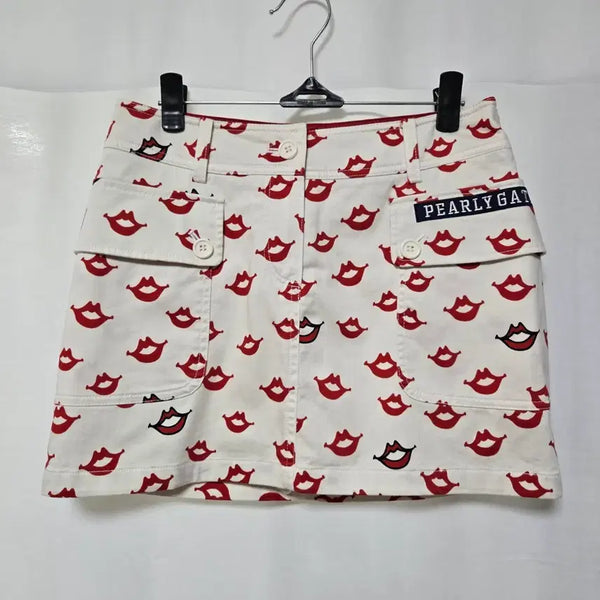 [BUNJANG] Pearly Gates Women's Golf Skirt Red Lip Pattern Size 0 / 파리게이츠 립 패턴 골프 스커트 0사이즈