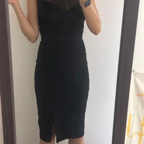 [BUNJANG] Black See-Through Neckline Dress / 블랙 시스루 넥 라인 원피스