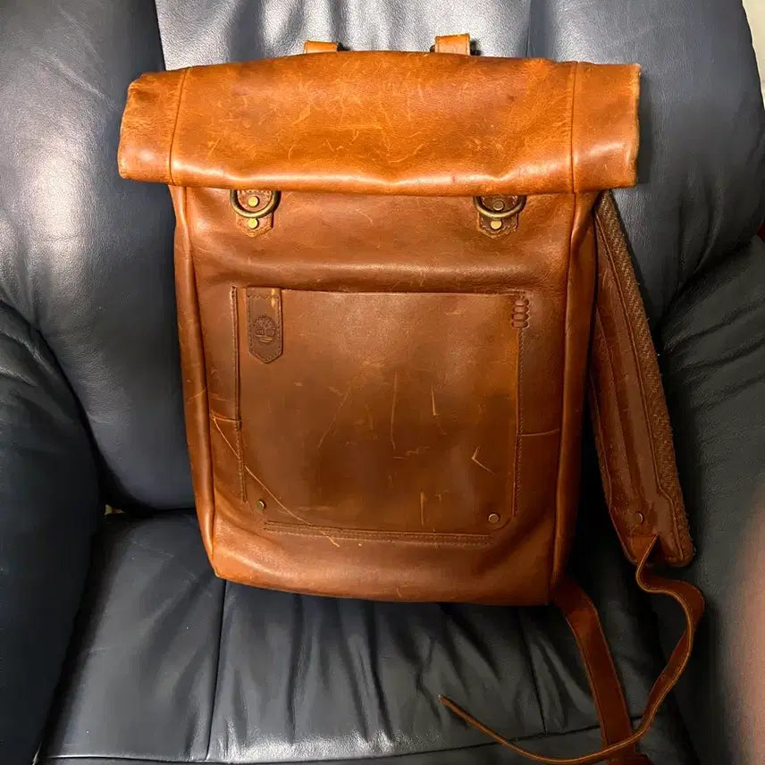 [BUNJANG] Timberland Leather Rolltop Backpack / 팀버랜드 레더 롤탑 백팩 통가죽