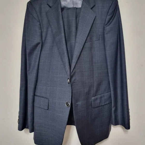 [BUNJANG] Men's Check Pattern Suit Set Navy 95/30 / 남성 정장 세트 체크 패턴 네이비95/30