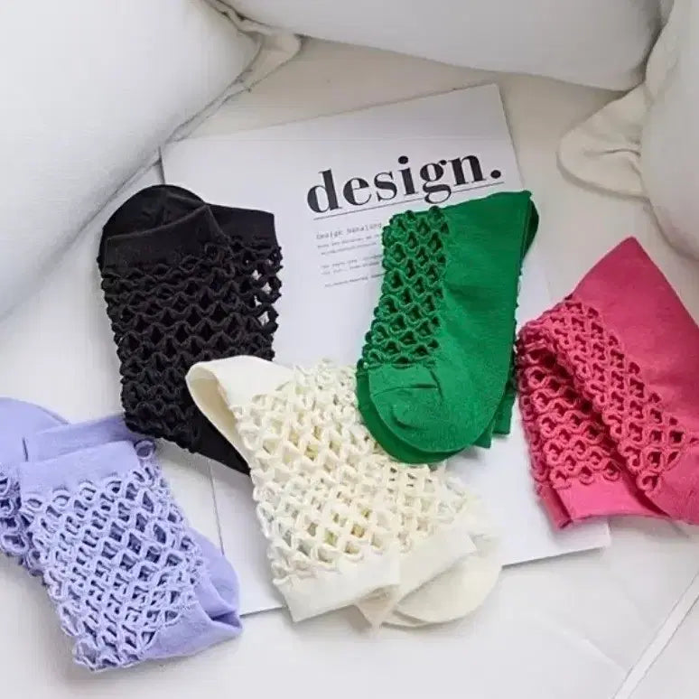 [BUNJANG] 5-Piece Fishnet Socks Set / 그물 양말 5종 세트 새거