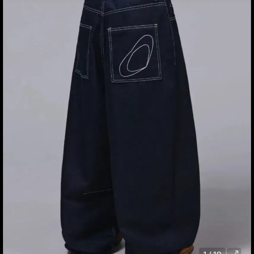 [BUNJANG] Skellex Logo Raw Denim Dart Pants Indigo / 스켈리웩 로고 생지 다트 데님 팬츠 인디고