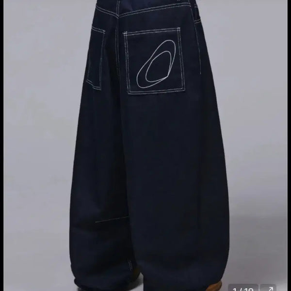 [BUNJANG] Skellex Logo Raw Denim Dart Pants Indigo / 스켈리웩 로고 생지 다트 데님 팬츠 인디고