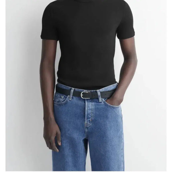 [BUNJANG] COS Slim Ribbed Cotton T-Shirt - Black / COS 슬림 리브드 코튼 티셔츠 L 블랙